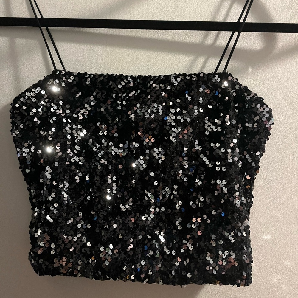 Black sequin tank top, new